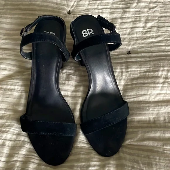 BP. Black Strapped Sandal Heels - Picture 2 of 6